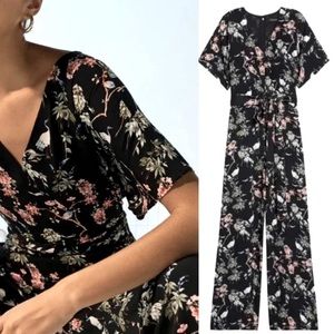 Banana Republic Jumpsuit Bird and Botanical Floral Print Black Size 0